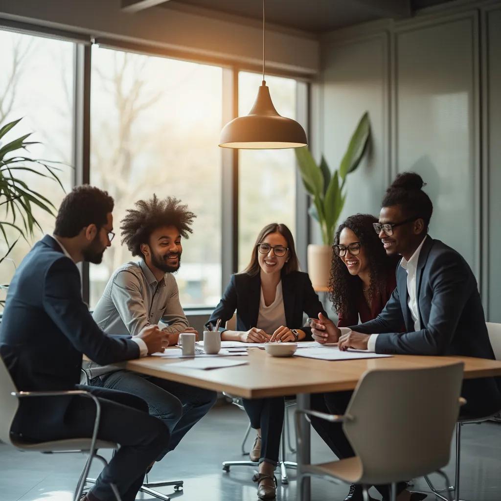 Consulting team collaborating in modern office